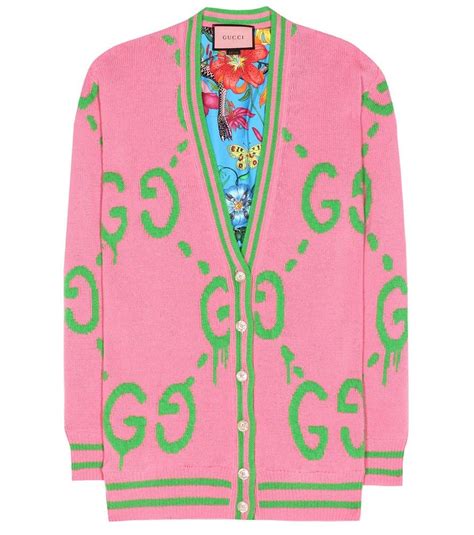 pink yellow gucci sweater|Gucci embroidered oversized cardigan.